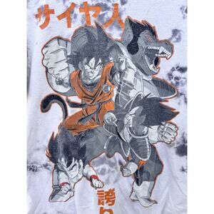 Dragon Ball Z T-Shirt M Men’s Y2K Japanese Anime Distressed Gray Tie Dye Look